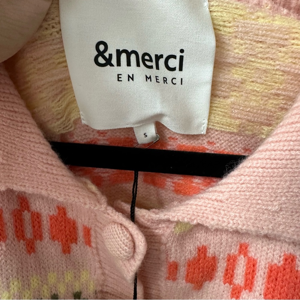 &Merci pink Button-Front Cardigan Sweater - Picture 3 of 6